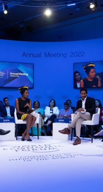 Jayasree K. Iyer, CEO of the Foundation, talking at the expert panel discussion on ‘Future-proofing Health Systems’ at the World Economic Forum - May 2022