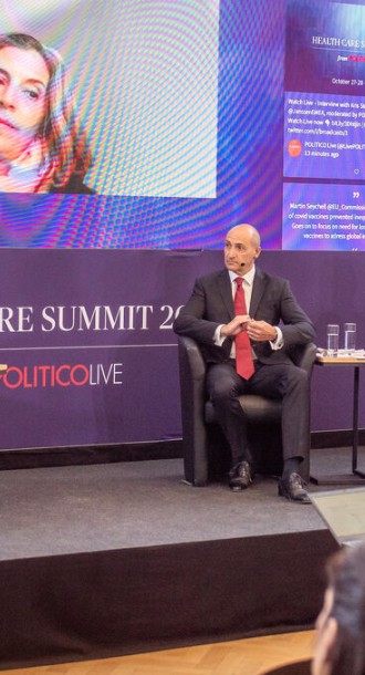Marijn Verhoef, Director of Operations and Research, speaking in a panel discussion on “AMR: Can Europe get ahead of the deadly microbial curve?” at the 2022 POLITICO Health Care Summit. (Brussels, Belgium, October 2022)